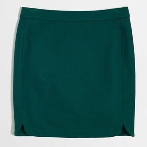 J. Crew Hunter Green Wool Shirttail Mini Skirt